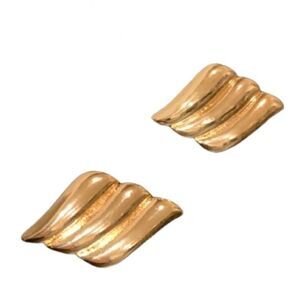 1980s Vintage Style Stud Earrings, 18k Gold Plated Sculptural Design Unisex Gift